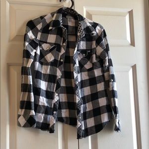 Checkered button up top